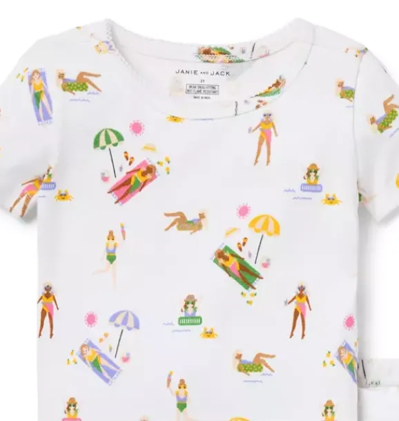 Janie and Jack Pajamas|Pajama Sets-Good Night Short Pajama In Beach Day white beach day