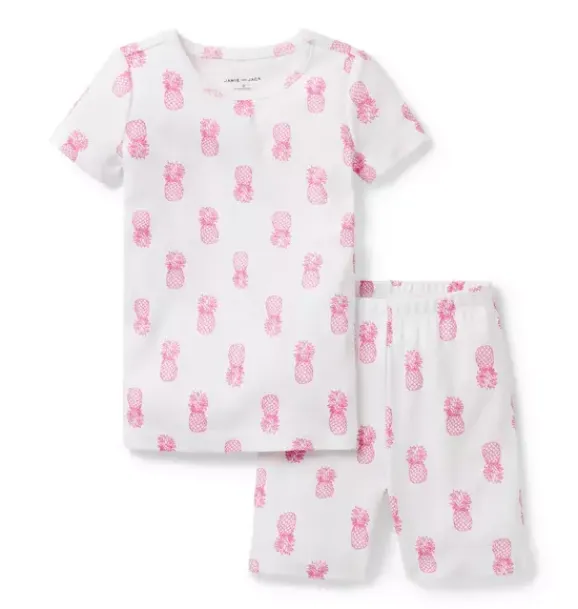 Janie and Jack Pajama Sets|Family Matching Pajamas-Good Night Short Pajama In Pineapple white pineapple