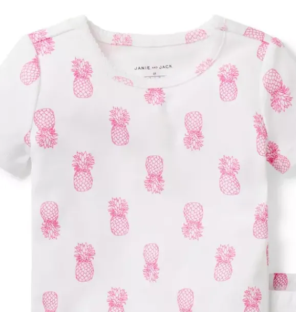 Janie and Jack Pajama Sets|Family Matching Pajamas-Good Night Short Pajama In Pineapple white pineapple