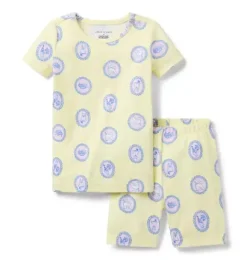 Janie and Jack Pajamas|Pajama Sets-Good Night Short Pajama In Animal Portrait pineapple cream animal portrait