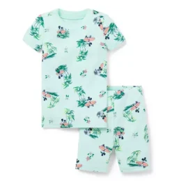 Janie and Jack Pajamas|Character Pajamas-Good Night Short Pajama In Disney Mickey Mouse Surf light turquoise mickey mouse surf