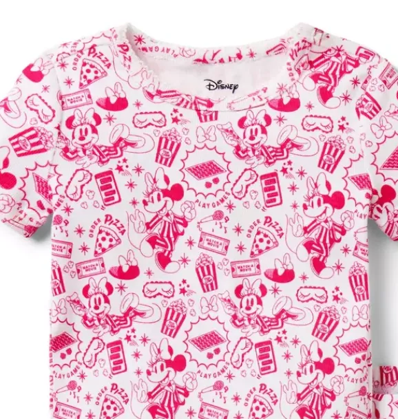 Janie and Jack Pajamas|Pajama Sets-Good Night Short Pajama In Disney Minnie Mouse Sleepover pink melon minnie mouse sleepover