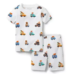 Janie and Jack Pajama Sets|Family Matching Pajamas-Good Night Short Pajama In Food Truck white food truck