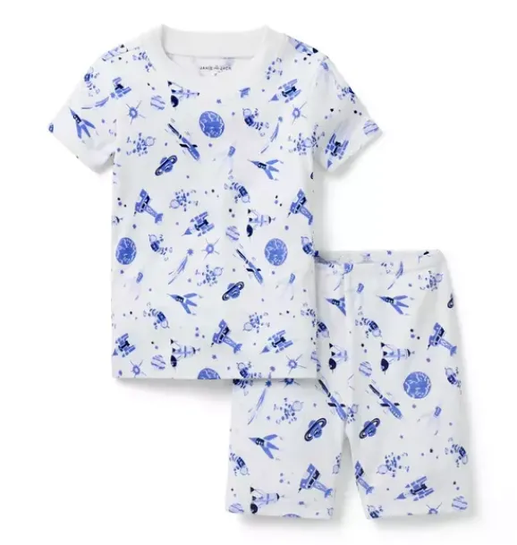 Janie and Jack Pajamas|Pajama Sets-Good Night Short Pajama In Space Launch white space launch