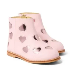 Janie and Jack Shoes-Heart Side Zip Bootie pink pearl