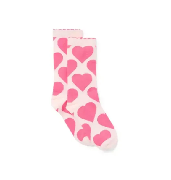 Janie and Jack Socks & Tights-Heart Sock pink pearl heart