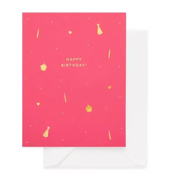 Janie and Jack Stationery-Hot Pink Happy Birthday Greeting Card multi