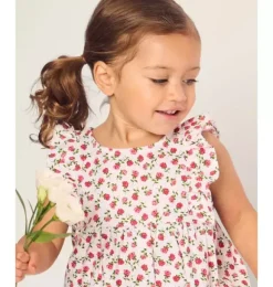 Janie and Jack Baby Pajamas|Petite Plume-Infants Ruffled Romper in petite petals