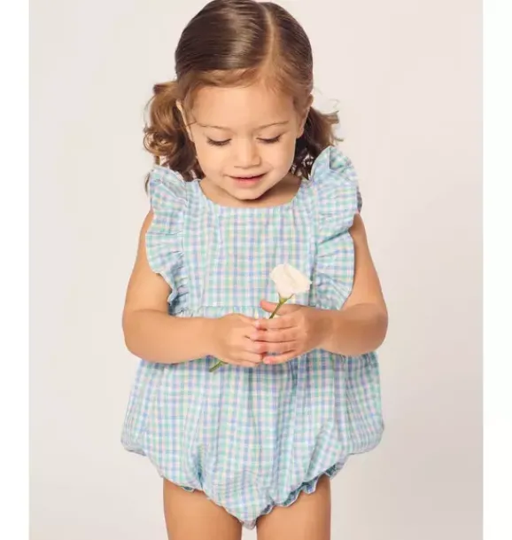 Janie and Jack Baby Pajamas|Petite Plume-Infants Twill Ruffled Romper in spring gingham