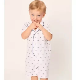 Janie and Jack Baby Pajamas|Petite Plume-Infant's Twill Summer Romper in Buzzing Bees white