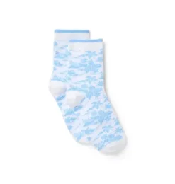 Janie and Jack Socks-Island Toile Sock white island toile