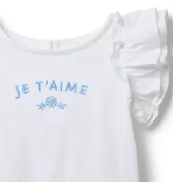 Janie and Jack Short Sleeve Tops-Je T'aime Ruffle Sleeve Tee white