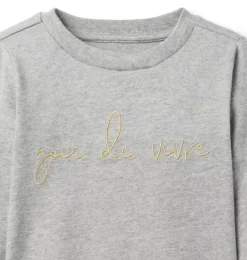 Janie and Jack Long Sleeve Tops-Joie De Vivre Tee classic grey heather