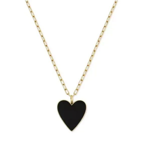 Janie and Jack Jewelry|Kids Accessories-Kid's Black Heart Necklace gold