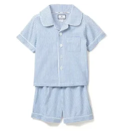 Janie and Jack Kids Pajamas|Petite Plume-Kid's Twill Pajama Short Set in french blue seersucker