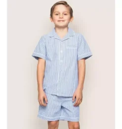 Janie and Jack Kids Pajamas|Petite Plume-Kid's Twill Pajama Short Set in french blue seersucker