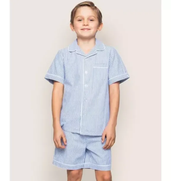 Janie and Jack Kids Pajamas|Petite Plume-Kid's Twill Pajama Short Set in french blue seersucker