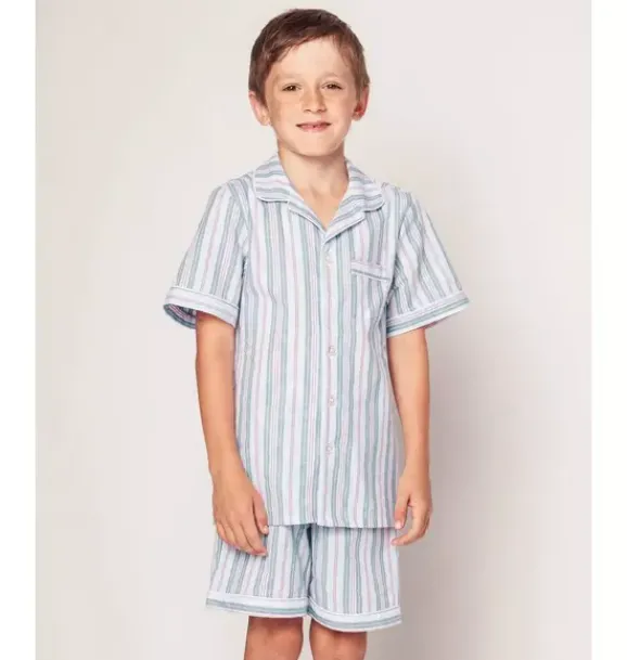 Janie and Jack Kids Pajamas|Petite Plume-Kid's Twill Short Pajama Set in vintage french stripes