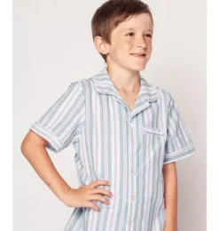 Janie and Jack Kids Pajamas|Petite Plume-Kid's Twill Short Pajama Set in vintage french stripes