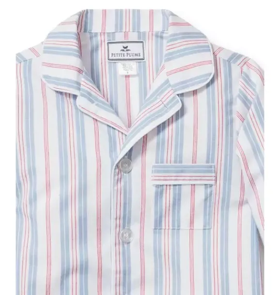 Janie and Jack Kids Pajamas|Petite Plume-Kid's Twill Short Pajama Set in vintage french stripes