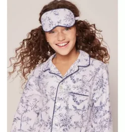 Janie and Jack Kids Accessories|Petite Plume-Kid's Twill Sleep Mask in blue timeless toile