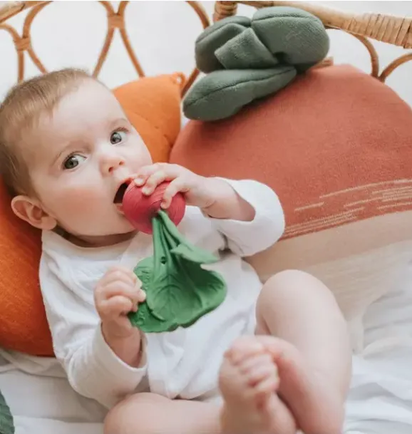 Janie and Jack Decorative Pillows And Throws-Knitted Cushion Ramona the Radish rose and natural