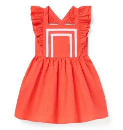 Janie and Jack Dresses-Lace Trim Flutter Sleeve Dress vibrant poppy
