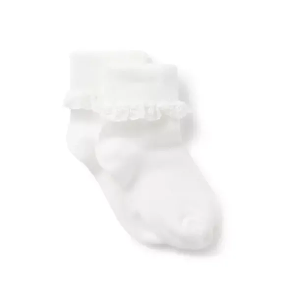 Janie and Jack Socks & Tights-Lace Trim Sock jet ivory