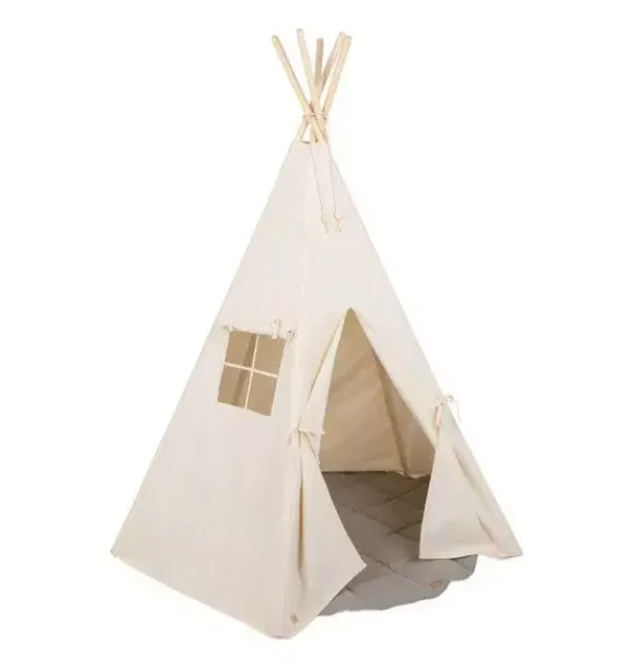 Janie and Jack Bedroom Furniture|Playroom-“” Teepee and "Grey Linen" Round Mat Set beige