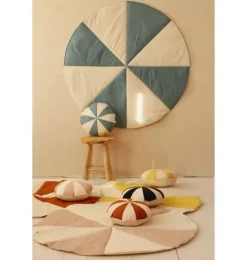 Janie and Jack Rugs-“” Round Patchwork Mat blue candy