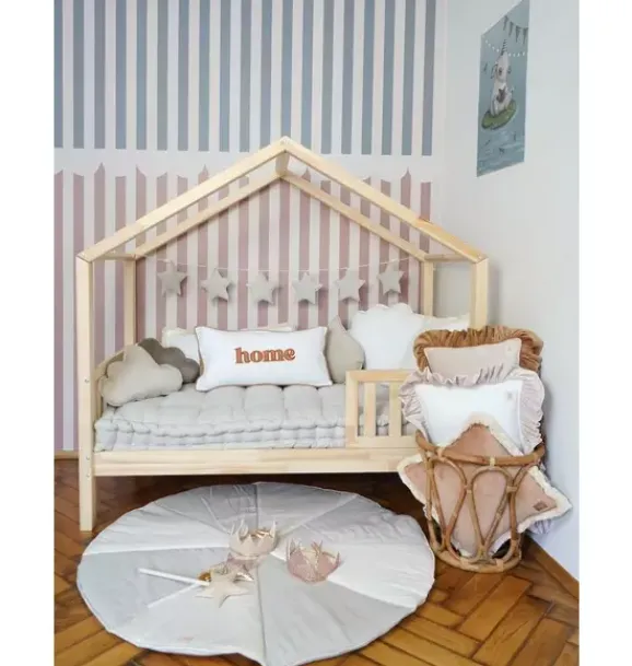 Janie and Jack Bedroom Furniture-“” Round Patchwork Mat cream candy