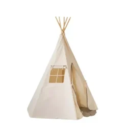 Janie and Jack Playroom|Bedroom Furniture-&ldquo;&rdquo; Teepee with Pompoms and Round Mat Set grey pompoms