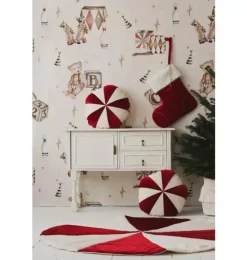 Janie and Jack Decorative Pillows And Throws|Seasonal Décor-&ldquo;&rdquo; Round Patchwork Pillow red circus