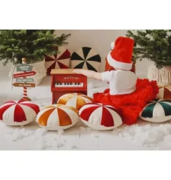 Janie and Jack Decorative Pillows And Throws|Seasonal Décor-&ldquo;&rdquo; Round Patchwork Pillow red circus