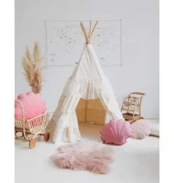 Janie and Jack Bedroom Furniture|Playroom-&ldquo;&rdquo; Teepee Tent with Frills and "White" Leaf Mat Set shabby chic
