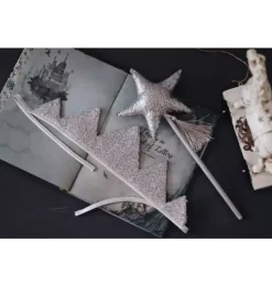 Janie and Jack Kids Accessories|Dress Up-“” Crown and Wand Magic Set silver sequins