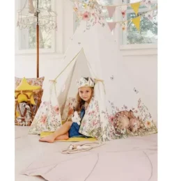 Janie and Jack Playroom|Bedroom Furniture-&ldquo;&rdquo; Teepee and "Powder Pink" Leaf Mat Set wildflowers
