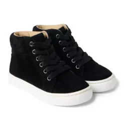 Janie and Jack Shoes-Leather High Top Sneaker black
