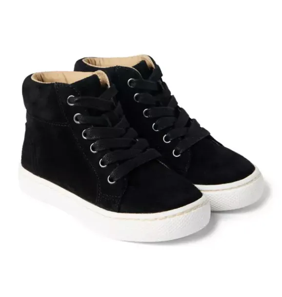 Janie and Jack Shoes-Leather High Top Sneaker black