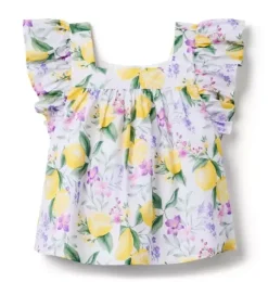 Janie and Jack Sleeveless Tops|Matching Sets-Lemon Floral Top white lemon floral