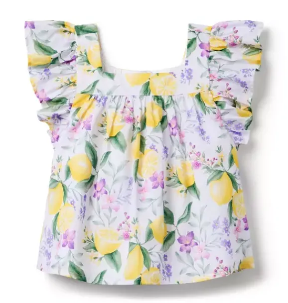 Janie and Jack Sleeveless Tops|Matching Sets-Lemon Floral Top white lemon floral