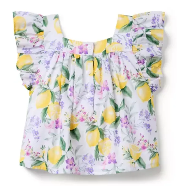 Janie and Jack Sleeveless Tops|Matching Sets-Lemon Floral Top white lemon floral