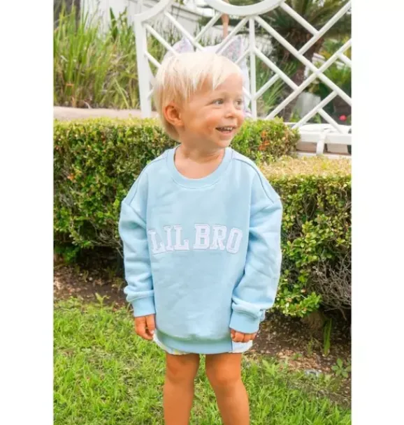 Janie and Jack Kids Clothing-Lil Bro Crewneck Sweatshirt blue
