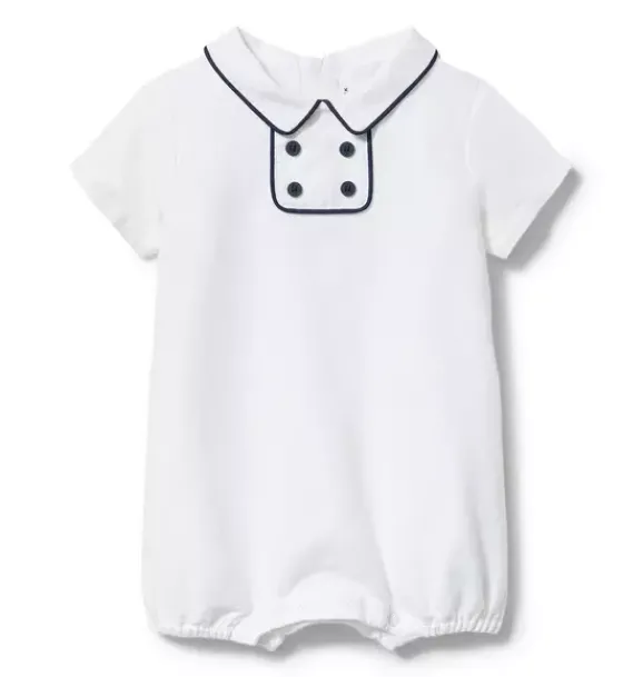 Janie and Jack One-pieces & Rompers-Linen Collared One-Piece white