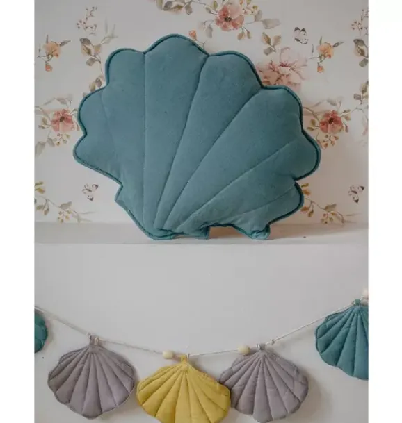 Janie and Jack Seasonal Décor|Decorative Pillows And Throws-Linen “” Shell Pillow eye of the sea