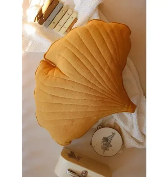 Janie and Jack Decorative Pillows And Throws|Seasonal Décor-Linen “” Ginkgo Leaf Pillow mango