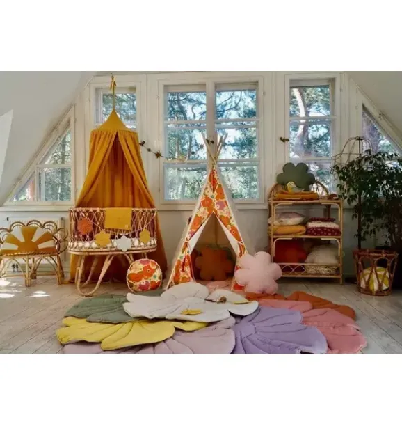 Janie and Jack Rugs-Linen "" Flower Mat powder rose