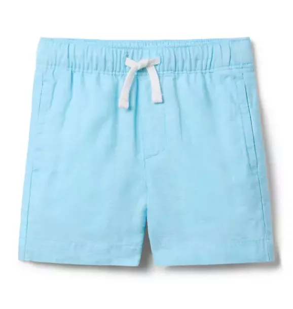 Janie and Jack Matching Sets|Shorts-Linen-Cotton Pull-On Short turquoise sky