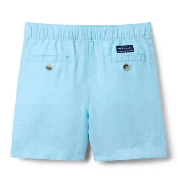 Janie and Jack Matching Sets|Shorts-Linen-Cotton Pull-On Short turquoise sky