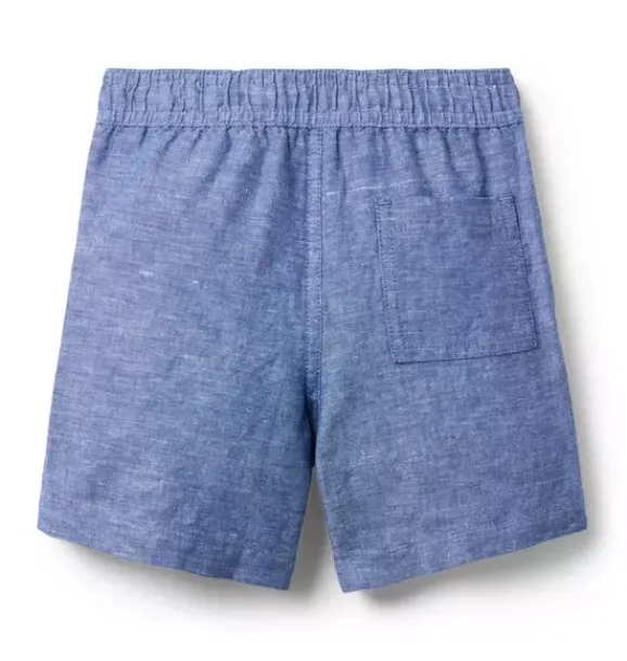 Janie and Jack Shorts-Linen-Cotton Pull-On Short washed blue